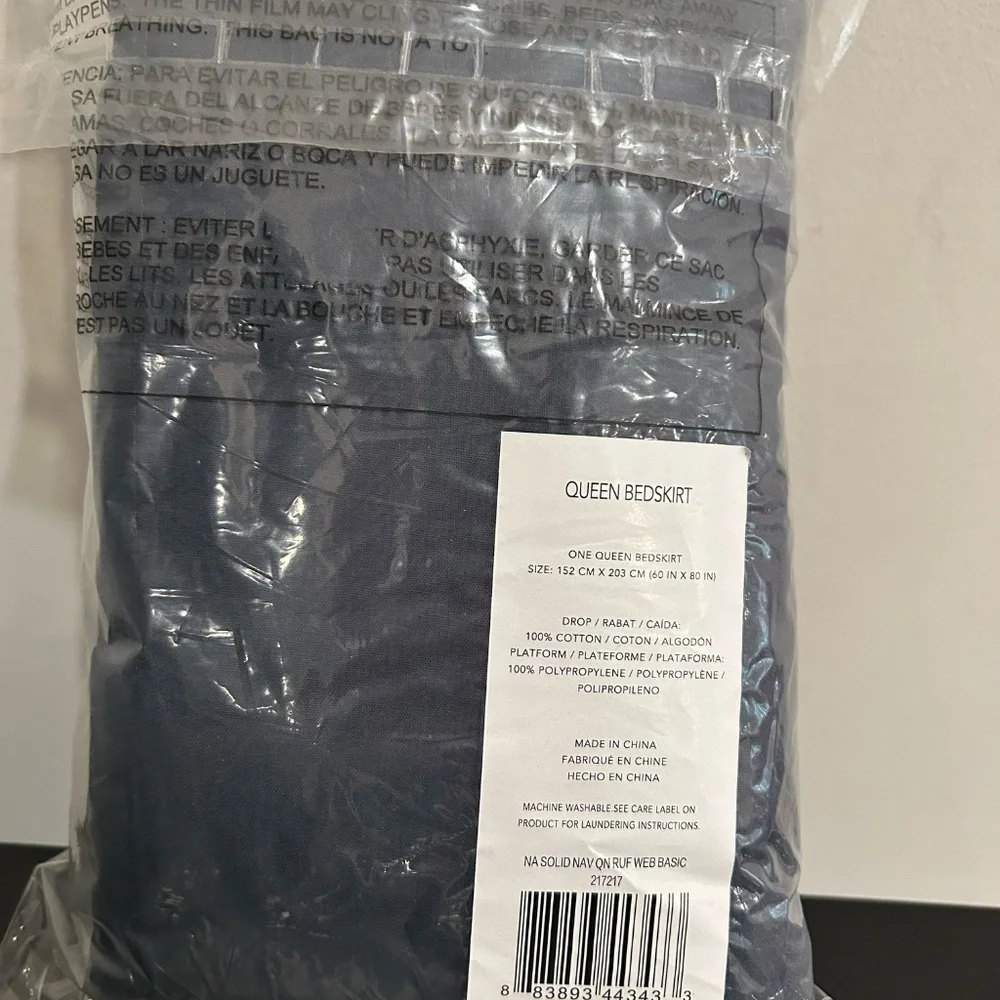 Nautica Solid Tailored Split Corner Bedskirt, Queen - Navy